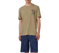 Baumwoll-T-Shirt mit Frontprint und Flammgarnstruktur L olive 2165609.78D6.L