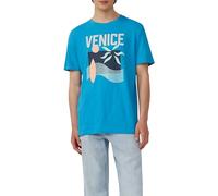 s.Oliver Baumwoll-T-Shirt mit Frontprint und Flammgarnstruktur Türkis Größe L