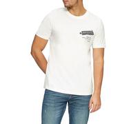 Baumwoll-T-Shirt mit Frontprint und Flammgarnstruktur M weiß 2156928.01D2.M