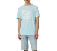 Baumwoll-T-Shirt mit Frontprint und Flammgarnstruktur 3XL türkis 2165609.65D3.3XL