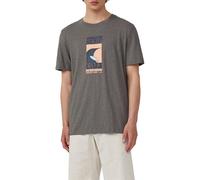 Baumwoll-T-Shirt mit Frontprint und Flammgarnstruktur 3XL grau 2165609.94D1.3XL