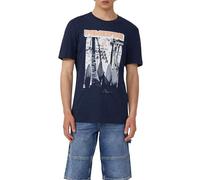 s.Oliver Baumwoll-T-Shirt mit Frontprint und Flammgarnstruktur