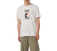 s.Oliver Baumwoll-T-Shirt mit Frontprint und Flammgarnstruktur Weiß XL