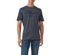 s.Oliver Herren Baumwoll-T-Shirt mit Logo-Print Grau Größe L