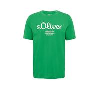 s.Oliver RED LABEL Regular Fit T-Shirt aus reiner Baumwolle mit großem Label Print in Gruen, Größe L