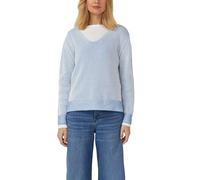 Baumwollmix-Strickpullover mit V-Ausschnitt 38 blau|weiß 2174798.51X0.38