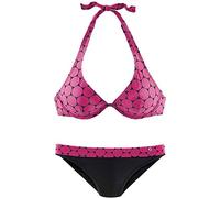 S.OLIVER BEACH Damen Bügel Bikini (Schwarz-Pink, 38D)