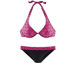 S.OLIVER BEACH Damen Bügel Bikini (Schwarz-Pink, 38D)