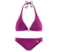 Triangel-Bikini S.OLIVER "Tonia", Damen, Gr. 40, Cup C/D, pink (fuchsia), Microfaser, Polyamid, Bikini-Sets, mit herausnehmbaren Cups, im Nacken zu binden, im Rücken zu schließen (342123-40) fuchsia