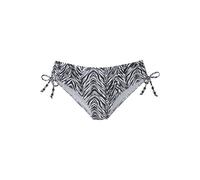 Bikini-Hose S.OLIVER "Kanto", Damen, Gr. 40, N-Gr, schwarz, weiß, Microfaser, Recycling-Polyamid, bedruckt, Badehosen Bikini-Hose, seitlich regulierbar und im Animal-Design (76518801-40) schwarz, weiß