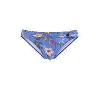 Bikini-Hose S.OLIVER "Maya", Damen, Gr. 42, N-Gr, blau (blau, bedruckt), Polyamid, floral, Badehosen Bikini-Hose, mit Ziergürtel (69333465-42) blau, bedruckt