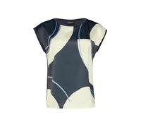 T-Shirt S.OLIVER BLACK LABEL, Damen, Gr. 36, blau ecru, Obermaterial: 93% Baumwolle, 7% Elasthan, bedruckt, casual, regular fit taillenbedeckt, Rundhals, ohne Ärmel, Shirts, im Fabricmix (37145122-36)