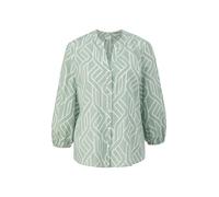 s.Oliver BLACK LABEL - Baumwollbluse mit All-over-Print und Raffung grün - Gr. - 38