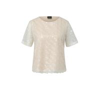 Pailletten-Shirt mit transparenten Ärmeln und Rundhalsausschnitt 42 beige 2179544.0200.42