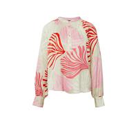 Bluse mit All-over-Print und Smok-Details 40 beige|mehrfarbig 2179584.93A5.40