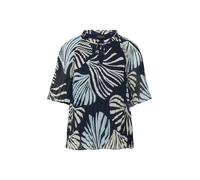 Plisseebluse S.OLIVER BLACK LABEL, Damen, Gr. 46, navy aop, Obermaterial: 100% Polyester, bedruckt, hüftlang, Rundhals, Blusen, leicht ausgestellte 3/4-Ärmel, mit Schleife am Ausschnitt (86007812-46)