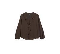 Langarmbluse S.OLIVER BLACK LABEL, Damen, Gr. 42, braun (chocolate), Web, Obermaterial: 100% Viskose. Futter: 100% Viskose, unifarben, lässig geschnitten hüftbedeckend, V-Ausschnitt, elastischer Bund,
