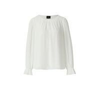 Langarmbluse S.OLIVER BLACK LABEL, Damen, Gr. 46, ecru, Web, Obermaterial: 100% Polyester. Futter: 100% Viskose, unifarben, lässig geschnitten hüftbedeckend, Rundhals, Flügelärmel elastischer Bund, Bl