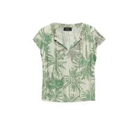 s.Oliver Viskose-Bluse mit Smok-Details – Loose Fit – Creme/Grün/Mehrfarbig Größe 46