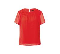 Kurzärmelige Chiffon-Bluse mit Rundhalsausschnitt und Raffung 42 rot 2177015.3214.42