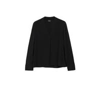 Langarmbluse S.OLIVER BLACK LABEL, Damen, Gr. 48, schwarz, Web, Obermaterial: 100% Viskose, unifarben, weit hüftbedeckend, V-Ausschnitt, Blusen, mit V-Ausschnitt (89518269-48) schwarz