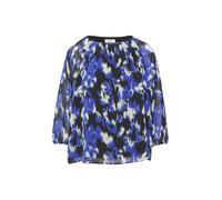 Chiffon-Bluse mit Raffungen und transparenten Ärmeln 46 blau|schwarz