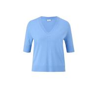 s.Oliver BLACK LABEL Damen 2145579 Pullover mit Lochmuster, Kurzarm, blau 5340, 38