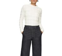 s.Oliver BLACK LABEL Damen 2151265 T-Shirt Langarm mit Musterstruktur, Weiß 200, 42