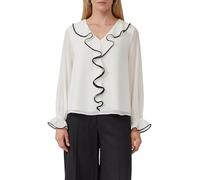 Langarmbluse S.OLIVER BLACK LABEL, Damen, Gr. 42, weiß, Web, Obermaterial: 100% Polyester. Futter: 100% Viskose, unifarben, casual, regular fit taillenbedeckt, V-Ausschnitt, Langarm elastischer Bund, 