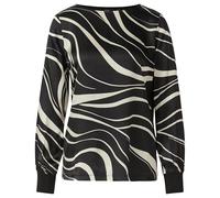 Langarmshirt S.OLIVER BLACK LABEL, Damen, Gr. 40, schwarz (schwarz aop), Web, Obermaterial: 100% Viskose, bedruckt, casual, relaxed fit normal, U-Boot-Ausschnitt, Langarm Bündchen, Shirts, mit All-Ove