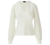 Strickpullover S.OLIVER BLACK LABEL, Damen, Gr. 36, weiß, Strick, Obermaterial: 71% Viskose, 29% Polyester, unifarben, casual, regular fit taillenbedeckt, V-Ausschnitt, Langarm Rippbündchen, Pullover,