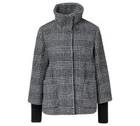 Outdoorjacke S.OLIVER BLACK LABEL, Damen, Gr. 40, grau, schwarz karo, Web, Obermaterial: 63% Polyamid, 37% Polyester. Futter: 100% Polyester, kariert, casual, lässig geschnitten hüftbedeckend, Rundhal