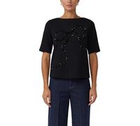 s.Oliver Black Label Damen 2172632 T-Shirt mit Pailletten, Grey/Black, 40