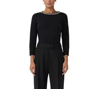 s.Oliver Black Label Damen 2172633 T-Shirt 3/4 Arm mit Schmucksteinen, Grey/Black, 40