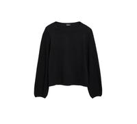 s.Oliver BLACK LABEL Strickpullover Damen 46 Schwarz – Viskose-Mix, Rundhals, plissierte Ballonärmel