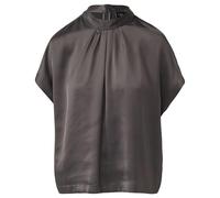 Satinbluse S.OLIVER BLACK LABEL, Damen, Gr. 40, anthrazit, Satin, Obermaterial: 100% Polyester, unifarben, relaxed fit taillenbedeckt, Blusen, mit Falten (86430817-40) anthrazit