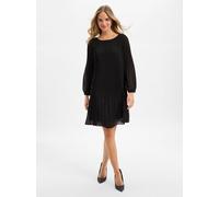 s.Oliver Kleid Plissiertes Chiffonkleid mit Puffärmeln Schwarz Gr. 34