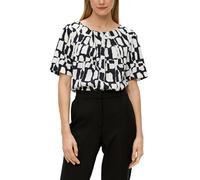 Shirtbluse S.OLIVER BLACK LABEL Gr. 36, grau (grey, black) Damen Blusen kurzarm gemustert (21222839-36)