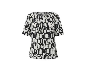 s.Oliver BLACK LABEL - Gemusterte Bluse mit Falten-Details schwarz/weiß - Gr. - 38