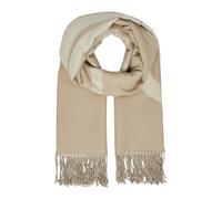 s.Oliver BLACK LABEL - Gemusterter Strickschal mit Fransen beige - Gr. - ONE SIZE