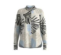s.Oliver BLACK LABEL - Glänzende Viskose-Bluse mit All-over-Print und Manschetten blau/weiß - Gr. - 38
