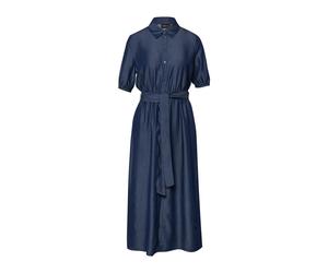 s.Oliver BLACK LABEL - Hemdblusenkleid in Midilänge mit Bindegürtel blau - Gr. - 40