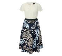 Elegantes Midikleid mit Volantärmeln und Schlitz 44 blau|beige 2177382.59A5.44