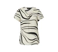 Kurzarmbluse S.OLIVER BLACK LABEL, Damen, Gr. 34, braun (braun aop), Crêpe, Obermaterial: 100% Viskose, bedruckt, regular fit taillenbedeckt, Rundhals, Blusen Kurzarmbluse, mit All-Over Print (4867360