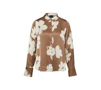 s.Oliver BLACK LABEL - Langarmbluse mit floralem Allover-Print und Hemdkragen braun - Gr. - 34