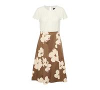 s.Oliver BLACK LABEL - Midi-Kleid mit Blumenmuster und kurzen Ärmeln braun/weiß - Gr. - 48