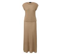 s.Oliver BLACK LABEL - Midi-Strickkleid mit Plissee und V-Ausschnitt braun - Gr. - 40
