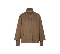 Kurzjacke S.OLIVER BLACK LABEL, Damen, Gr. 44, mid braun, Web, Obermaterial: 52% Baumwolle, 48% Polyester, unifarben, lässig geschnitten hüftlang, Rundhals, Flachstrickbündchen mit Gummizug, Jacken Ku