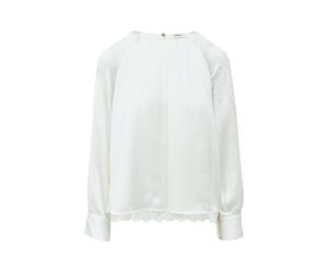 s.Oliver BLACK LABEL - Plissierte Viskosebluse mit Spitzendetails weiß - Gr. - 42