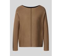 Strickpullover S.OLIVER BLACK LABEL, Damen, Gr. 44, beige (braun), Feinstrick, Obermaterial: 70% Viskose, 30% Polyamid, normal, U-Boot-Ausschnitt, Pullover Strickpullover, mit Color Blocking und Teilu
